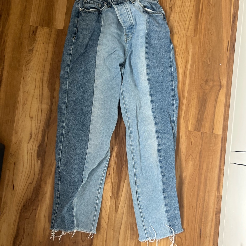 PacSun Blue Straight Leg Jeans Unique Split-Color Design